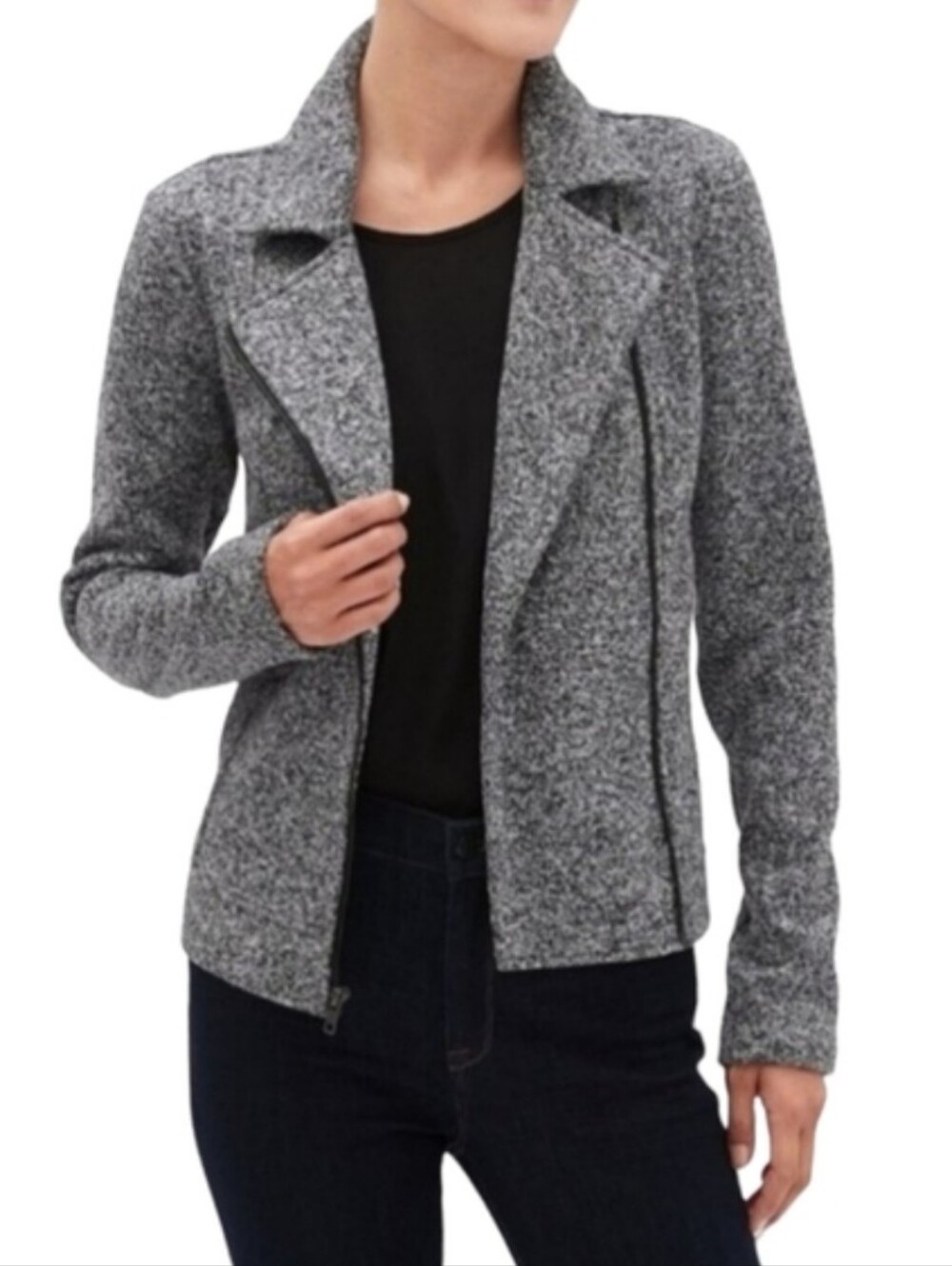 Banana Republic Grey Knit Zip Moto IBlazer Jacket Size S